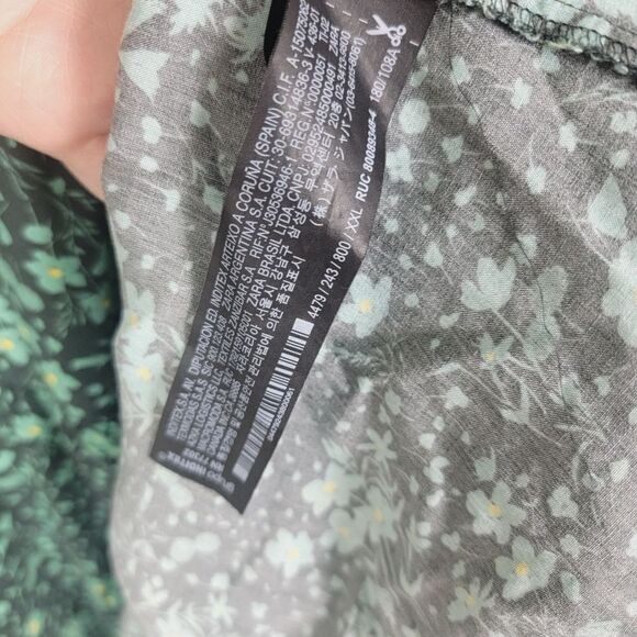 Zara Blogger Fave Angel Dress Maxi Tiered Smocked Size XS Green Black - Picture 6 of 11